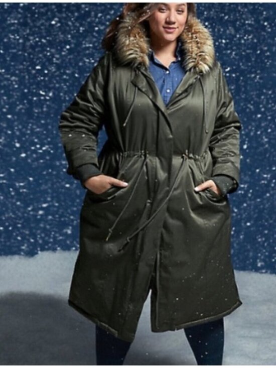 torrid Jackets & Blazers - Torrid Green Long Parka Faux Fur Hood 3X